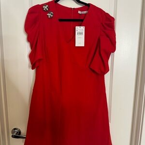 Embellished Red Midi Dress